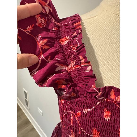 Hill House Ellie Nap Dress Burgundy Botanical Size XL - Picture 5 of 8